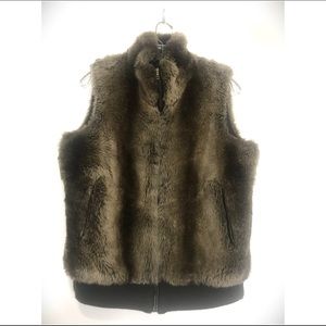 Coldwater Creek Faux Fur & Leather Vest SZ Small